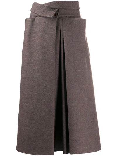 Shop Lemaire High-waisted Wool Skirt In Grey