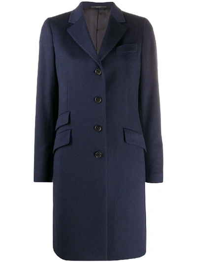 Shop Paul Smith Long-sleeved Buttoned Up Coat In Blue