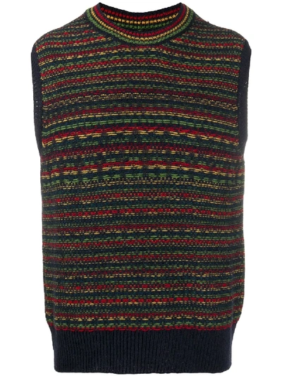 Shop Wales Bonner Stripe Knit Sweater Vest In Blue