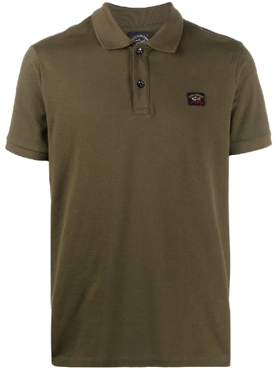 Paul & Shark Ribbed Collar Polo Shirt In Green