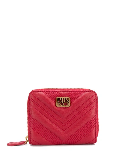 Shop Pinko Quilted Zip Around Wallet In Red
