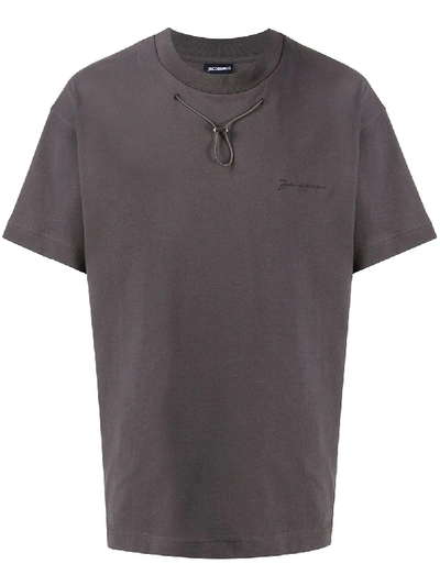 Shop Jacquemus Drawstring Detail T-shirt In Grey