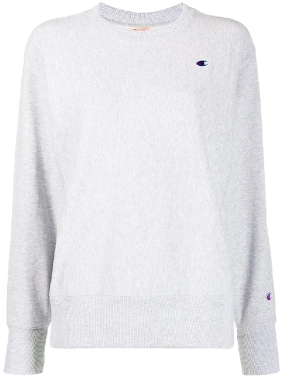 Shop Champion Logo Sweatshirt In Grey