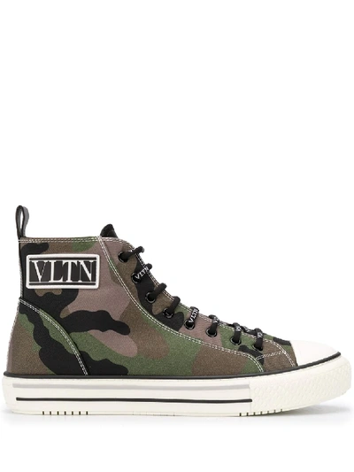 Shop Valentino Giggies High-top Camouflage Sneakers In Green