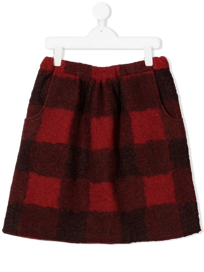 Shop Touriste Teen Check Pattern Skirt In Red