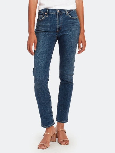 Shop Citizens Of Humanity Skyla Mid Rise Cigarette Jeans In Blue