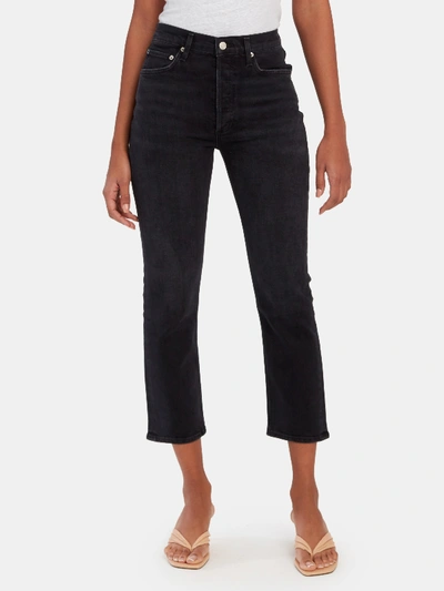 Shop Agolde Riley High Rise Straight Crop Jeans In Black