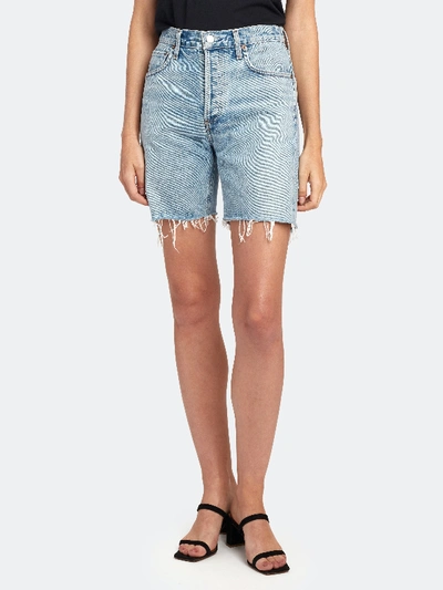 Shop Agolde Rumi Mid Length Shorts In Blue