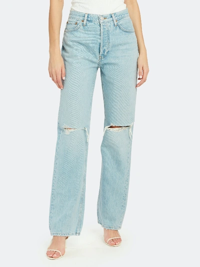 Shop Re/done High Rise Loose Straight Leg Jeans In Blue