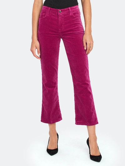Shop J Brand Selena Mid Rise Crop Velvet Bootcut Jeans In Pink