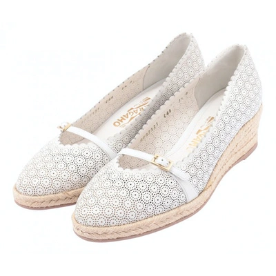 Pre-owned Ferragamo White Leather Espadrilles