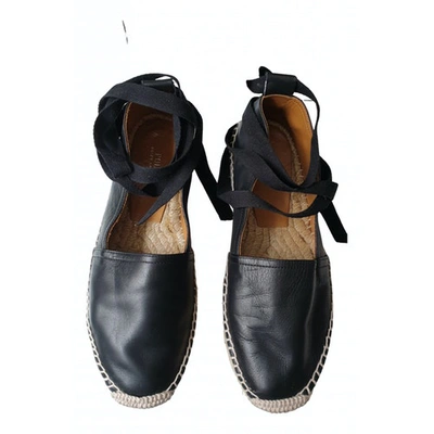 Pre-owned Polo Ralph Lauren Black Leather Espadrilles