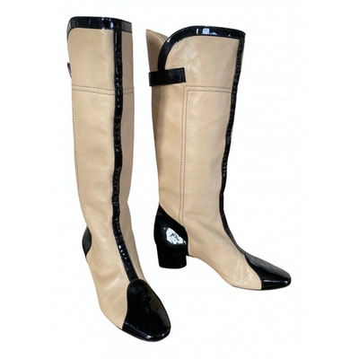 Pre-owned Chanel Beige Leather Boots