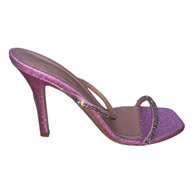 Pre-owned Amina Muaddi Pink Glitter Sandals