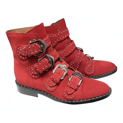Pre-owned Givenchy Red Suede Ankle Boots