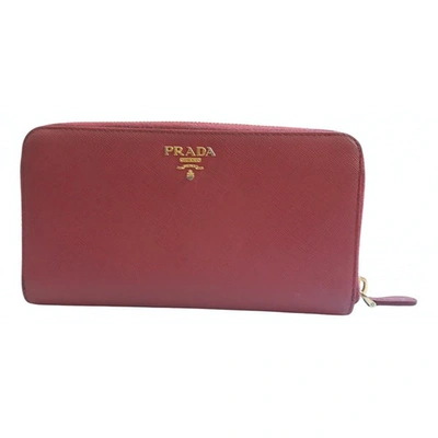 Pre-owned Prada Burgundy Leather Wallet