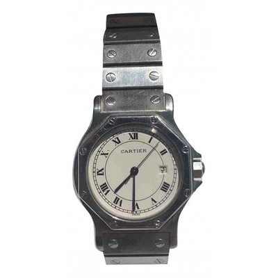 Pre-owned Cartier Santos Ronde Grey Steel Watch