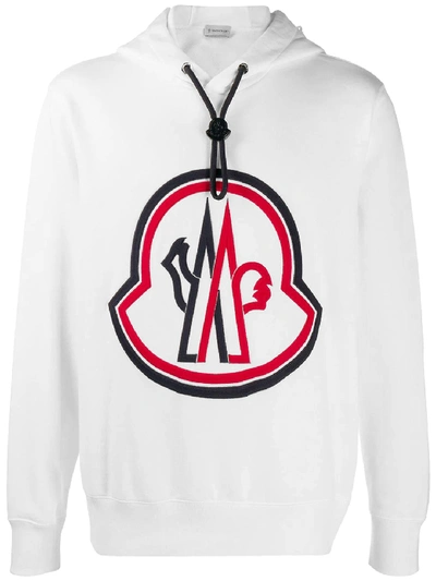 Shop Moncler Macrologo Hoodie White