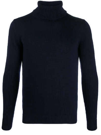 Roberto Collina Roll-neck Knitted Sweater In Blue