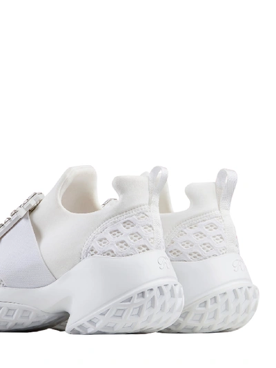 Shop Roger Vivier Sneaker Viv' Run Strass Buckle In White