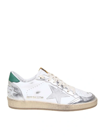 Shop Golden Goose Ballstar Sneakers In White Leather In White/silver