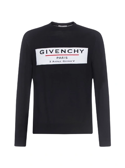 Shop Givenchy Logo Wool Sweater In Black White Red