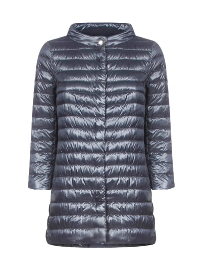 Herno Rossella Water Repellent High/low A-line Down Puffer Jacket In Blu Aperto