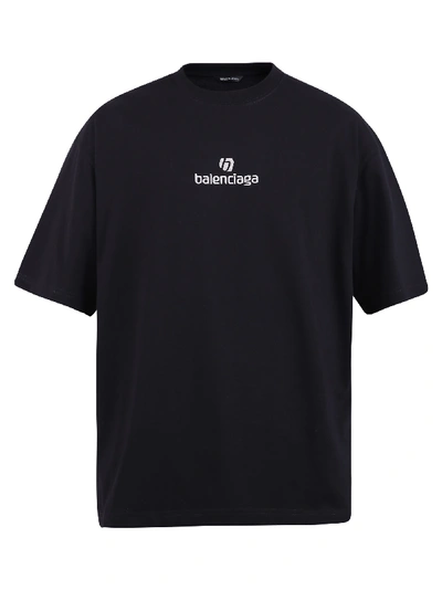 Shop Balenciaga Branded T-shirt In Black