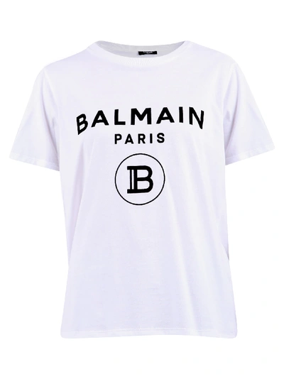 Shop Balmain Printed T-shirt In White