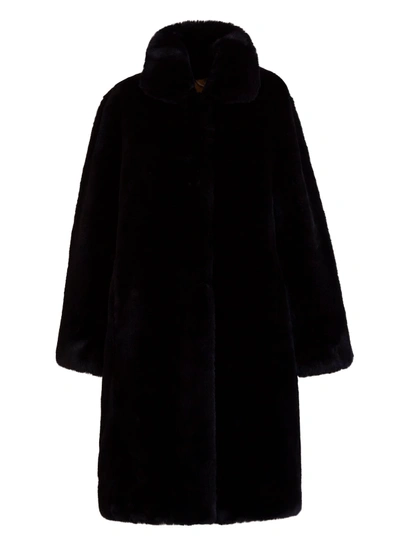 Shop Bully Shearling Coat In Nero