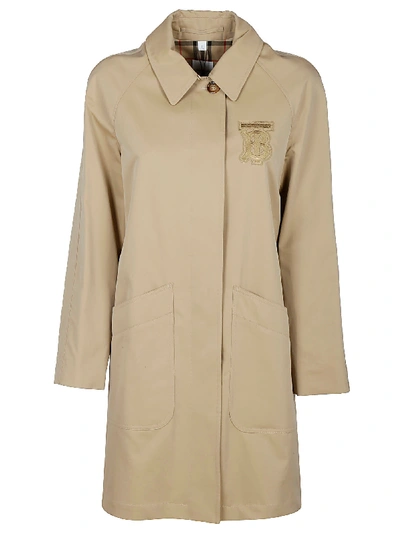 Shop Burberry Logo Patch Long Coat