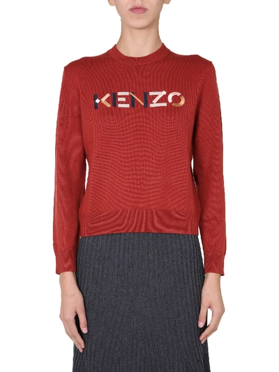 Shop Kenzo Crew Neck Sweater In Bordeaux