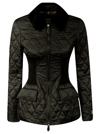 Shop Burberry Quilted Fitted Jacket In Black