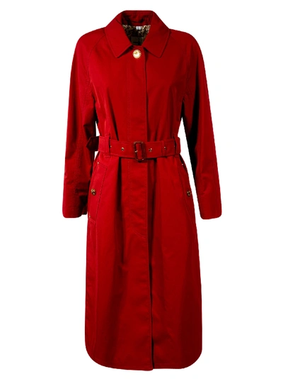 Shop Burberry Reversible Single-buttoned Belted Coat In Red