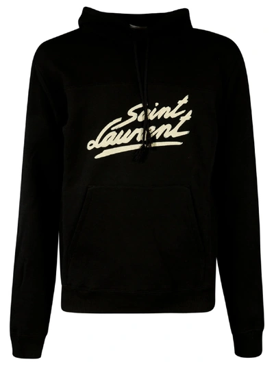 Shop Saint Laurent Logo Hoodie In Black