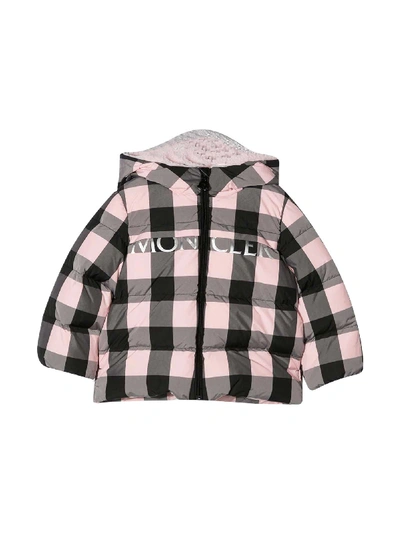 Shop Moncler Baby Checkered Down Jacket