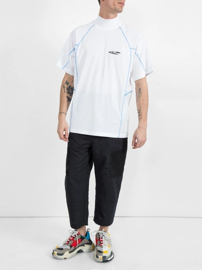 Shop Calvin Klein 205w39nyc Jaws Contrast Stitching T-shirt Off-white