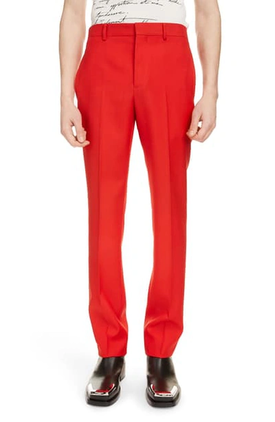 Shop Givenchy Skinny Wool Trousers In Vermillon