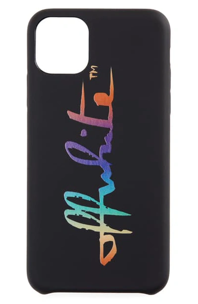 Shop Off-white Rainbow Script Logo Iphone 11 Pro & 11 Pro Max Case In Black Multicolor 2