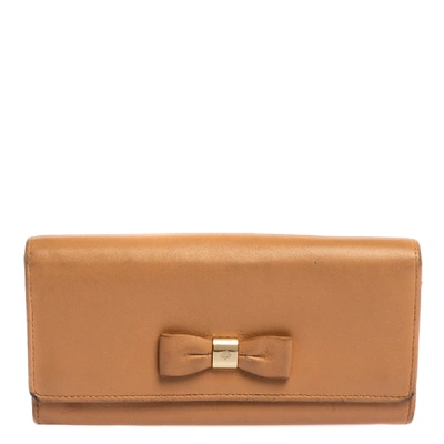 Pre-owned Mulberry Beige Leather Bow Continental Wallet