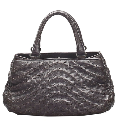 Pre-owned Bottega Veneta Brown Leather Intrecciato Satchel Bag