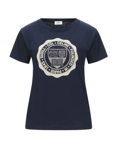 Shop Celine T-shirt In Dark Blue