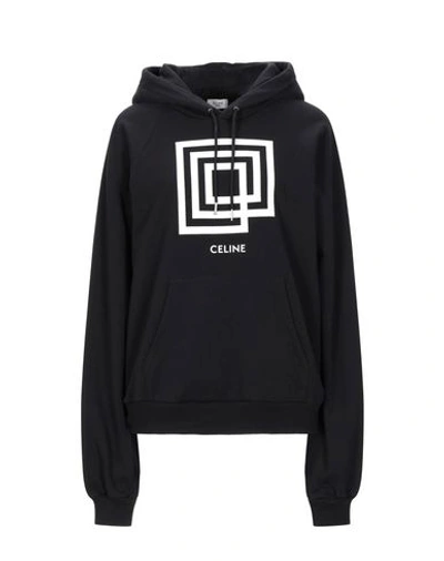Shop Celine Hooded Sweatshirt In Black