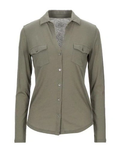 Shop Majestic Filatures Woman Shirt Military Green Size 1 Cotton, Cashmere
