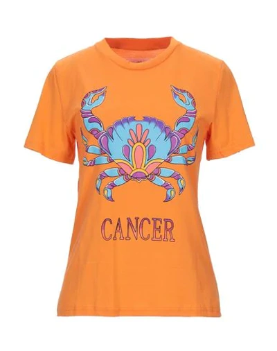 Shop Alberta Ferretti Woman T-shirt Orange Size L Cotton