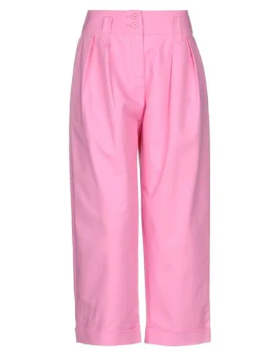 Shop Moschino Cropped Pants In Pink