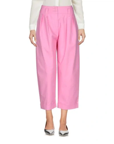 Shop Moschino Cropped Pants In Pink