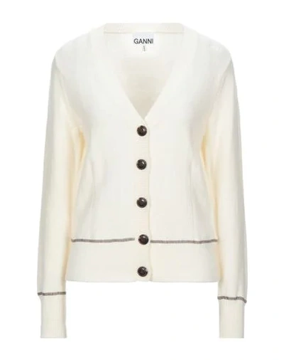 Shop Ganni Cardigan In Ivory