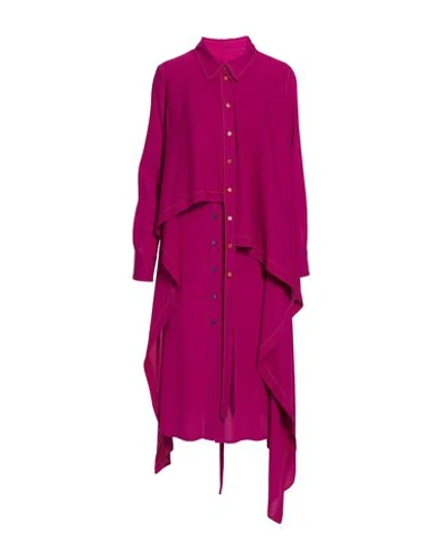 Shop Sies Marjan Woman Midi Dress Fuchsia Size 6 Acetate, Silk In Pink