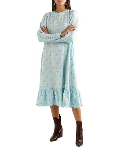 Shop Paul & Joe Woman Midi Dress Sky Blue Size 8 Viscose, Polyester